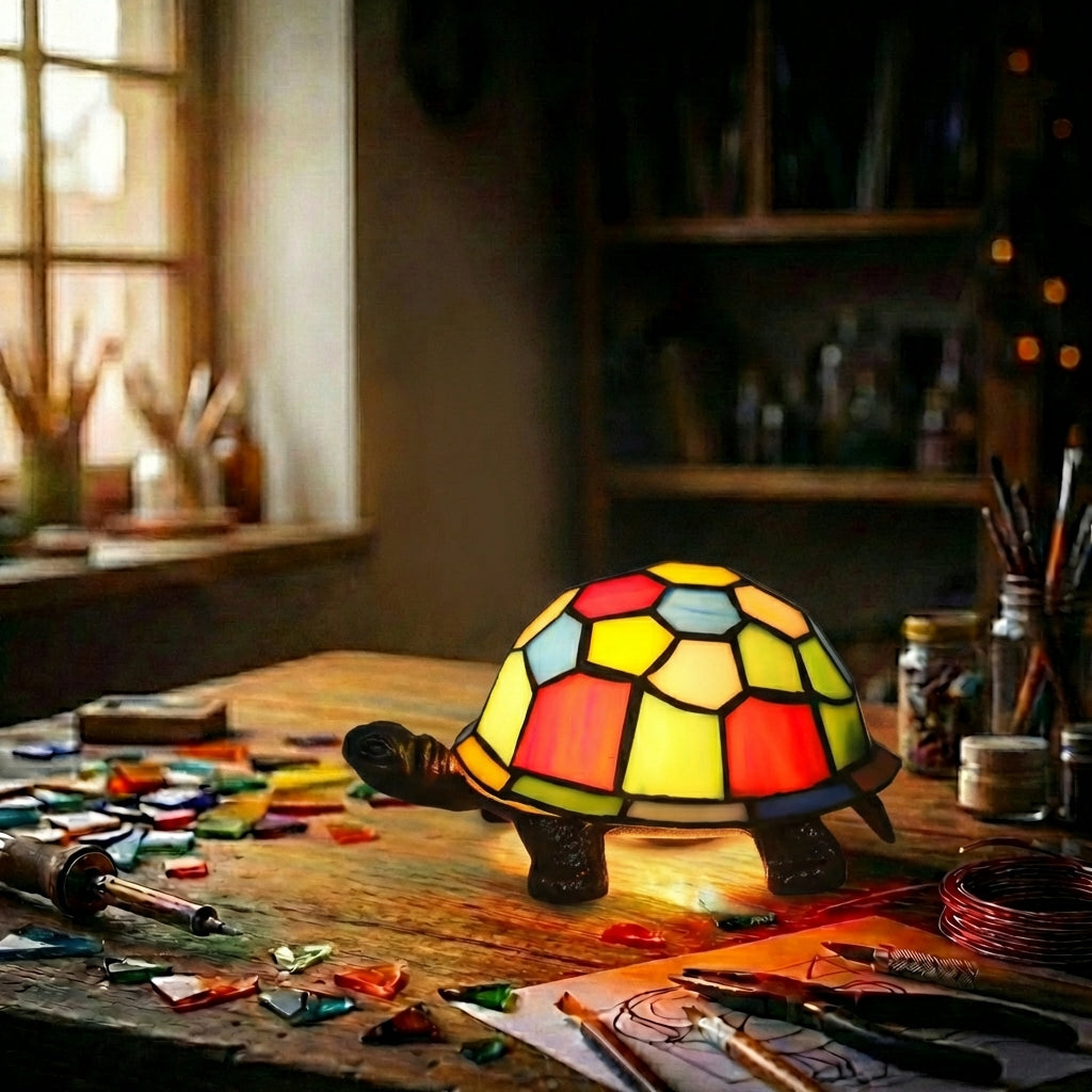 Stained Glass Turtle Accent Lamp   Multicolor