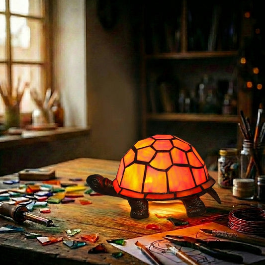 Stained Glass Turtle Nightlight   Sunset Orange