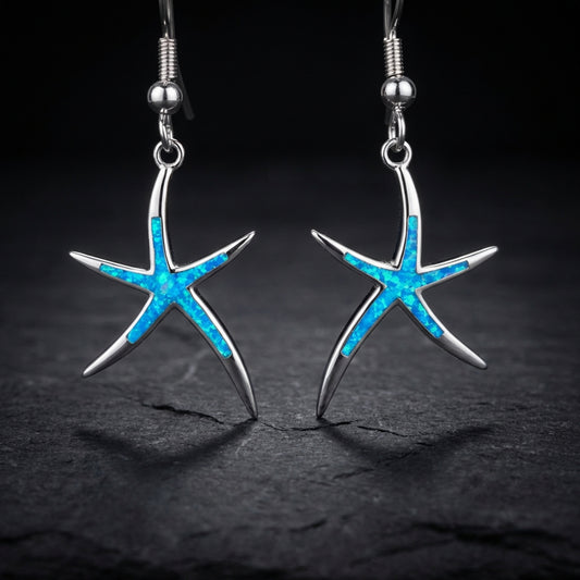 Starfish Earrings In Opal And Silver