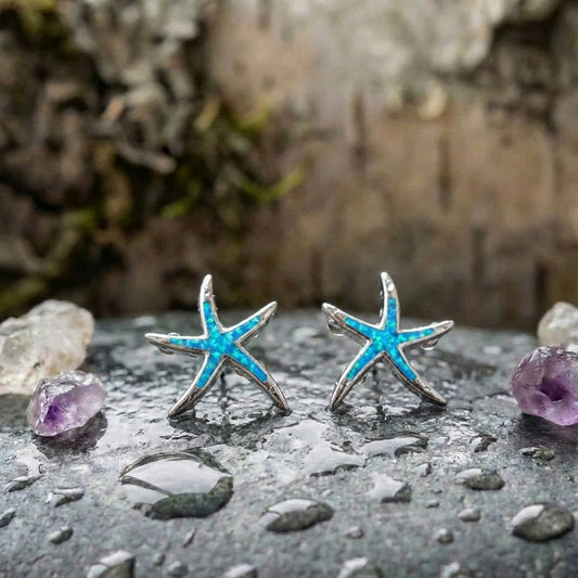 Starfish Earrings In Opal And Silver