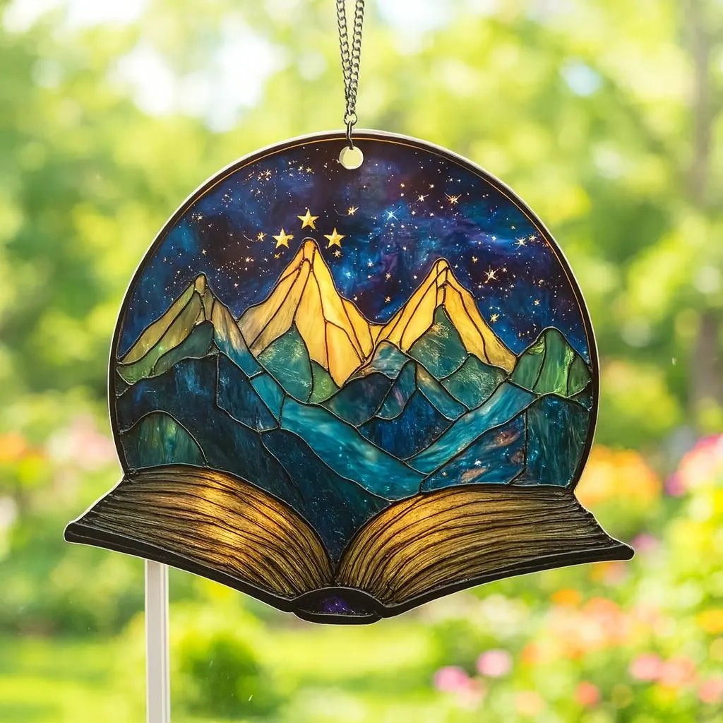 Starry Night Mountain Book Suncatcher