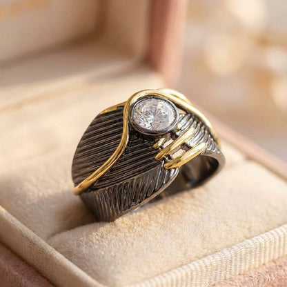 Statement Cz Feather Ring