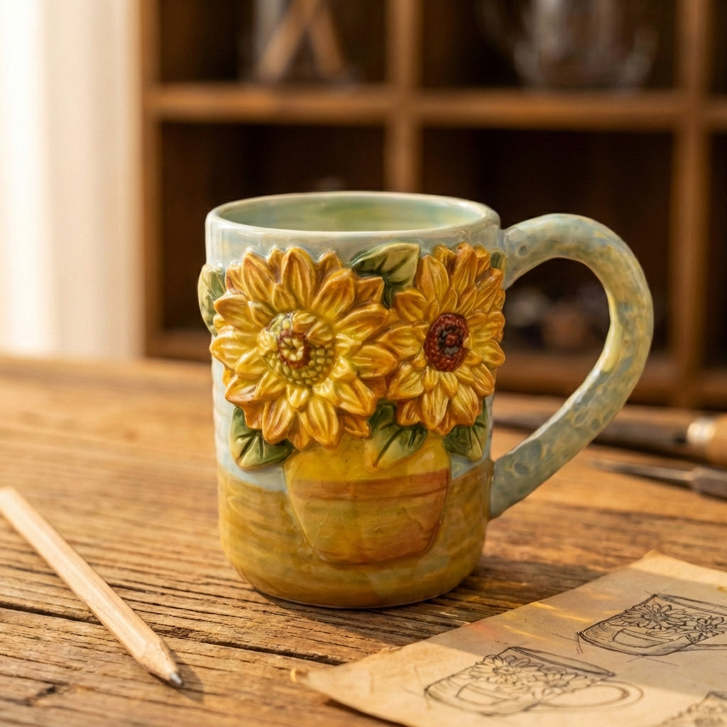 Sunflower Basket Relief Mug