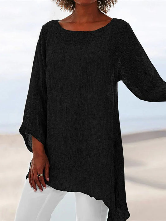 Top Black Solid Linen Texture