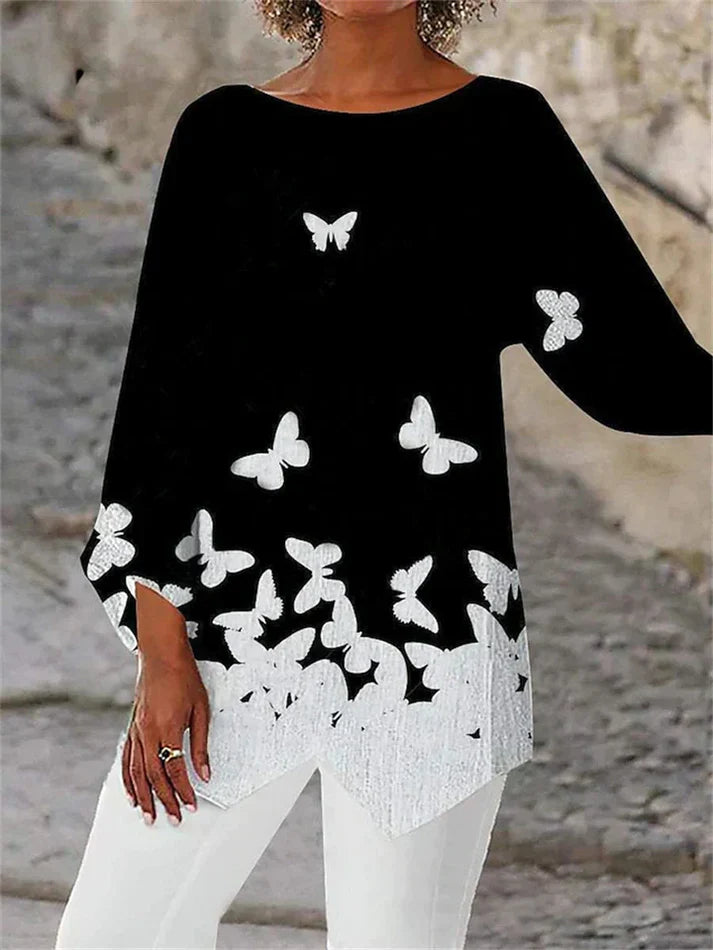 Top Black With Butterfly Silhouette