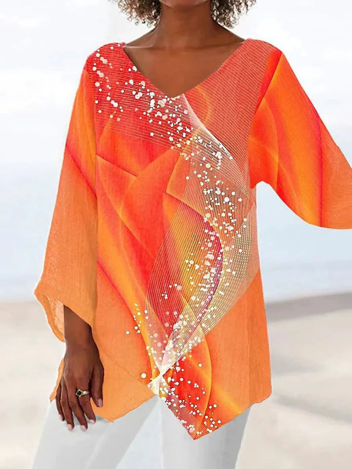 Top Orange With Glitter Print