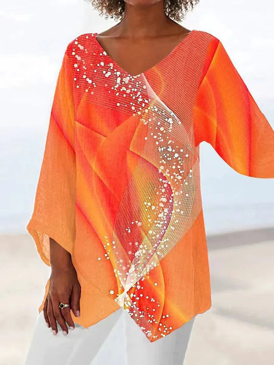 Top Orange With Glitter Print