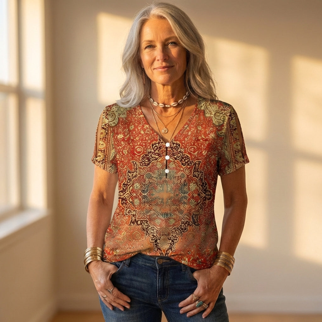 Top Rust With Paisley & Damask Pattern