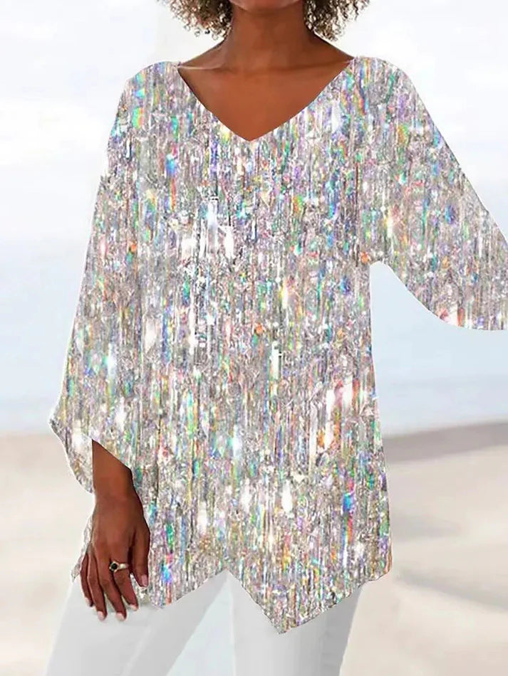 Top Silver With Rainbow Sequin Detail