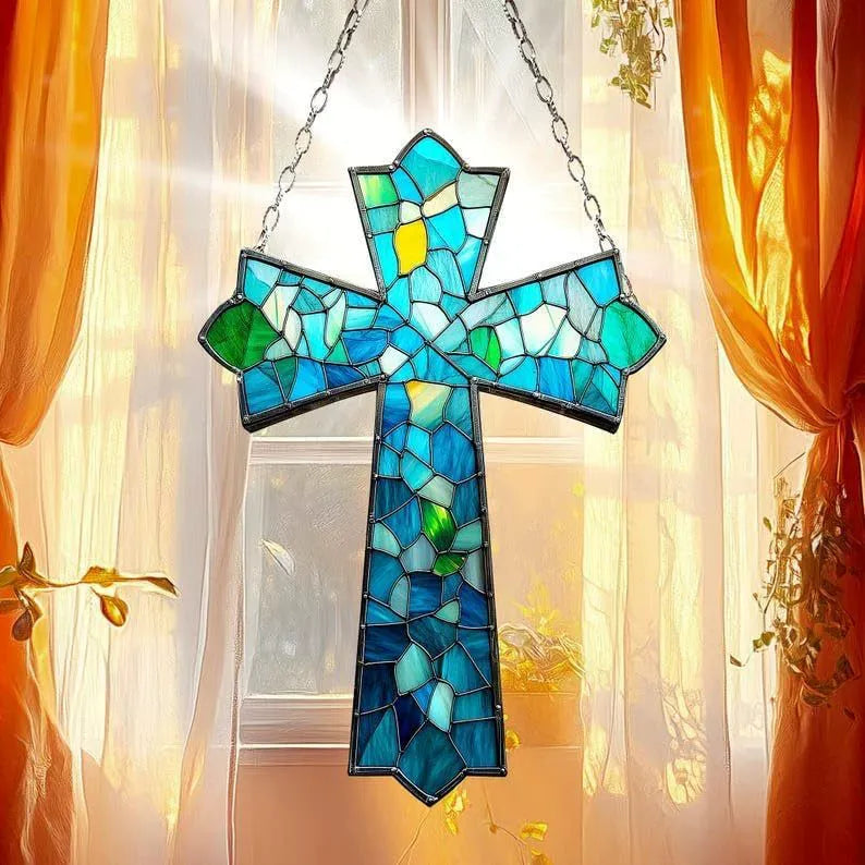 Turquoise Cross Suncatcher