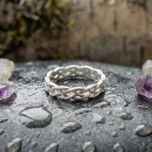 Twisted Silver Woven Band Ring
