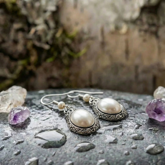 Vintage Inspired Sterling Silver Pearl Drop