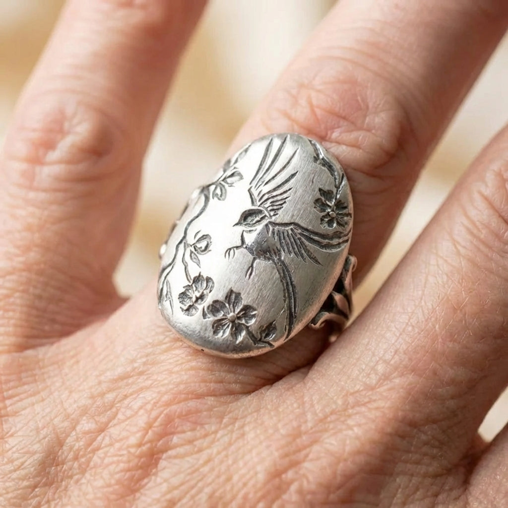 Vintage Swallow Flower Ring