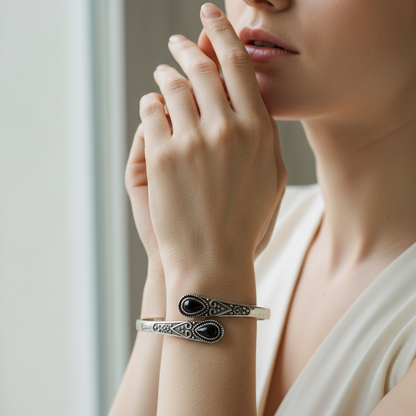 Vintage Adjustable Cuff Natural Stone Bracelet