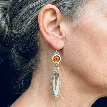 Vintage Amber Leaf Earrings