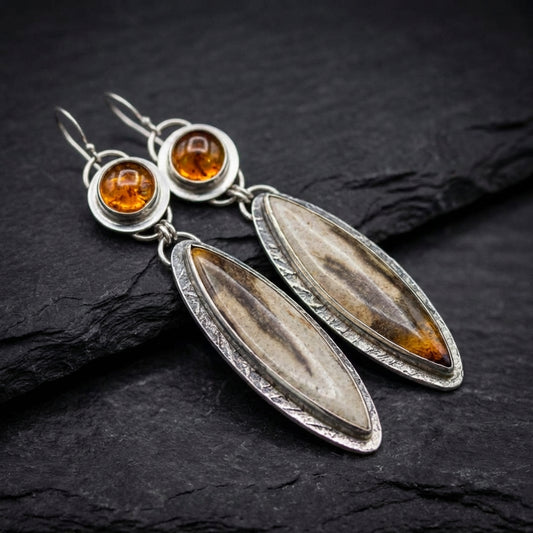 Vintage Amber Leaf Earrings 37851362