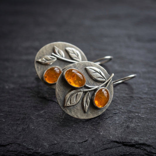 Vintage Amber Leaf Earrings 39026806