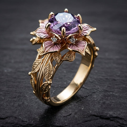 Vintage Amethyst Flower Ring 48366456
