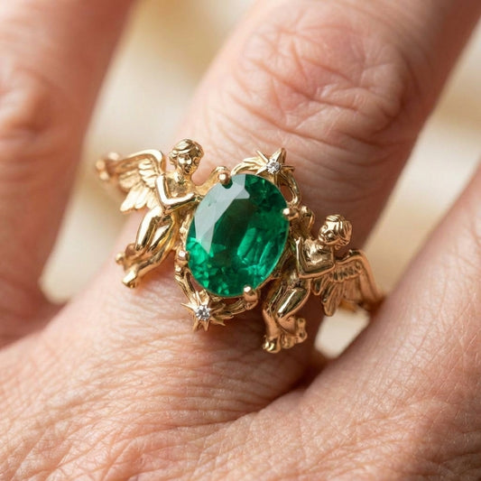 Vintage Angel Emerald Ring