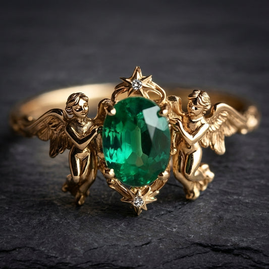 Vintage Angel Emerald Ring 78763687