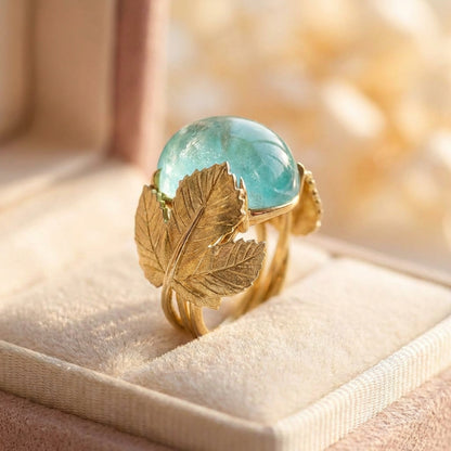 Vintage Aquamarine Leaf Ring