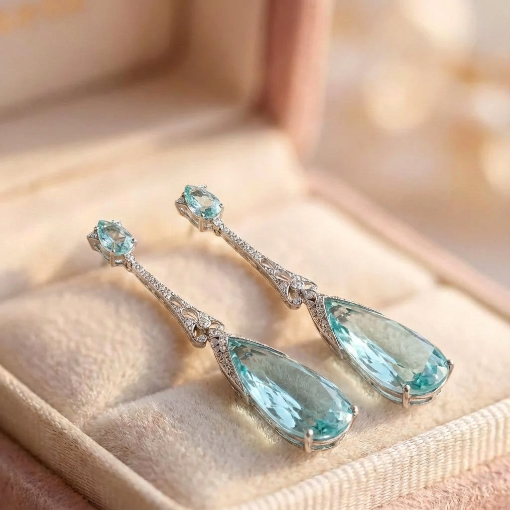 Vintage Art Deco Aquamarine Drop