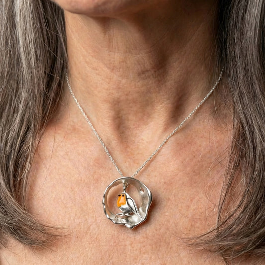Vintage Artisan Silver Robin Bird Charm