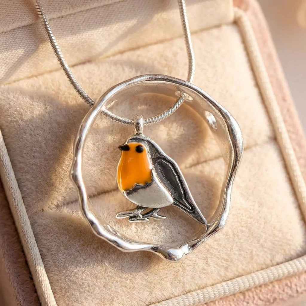 Vintage Artisan Silver Robin Bird Charm