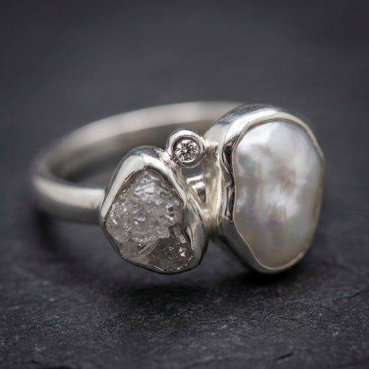 Vintage Baroque Pearl Silver Ring