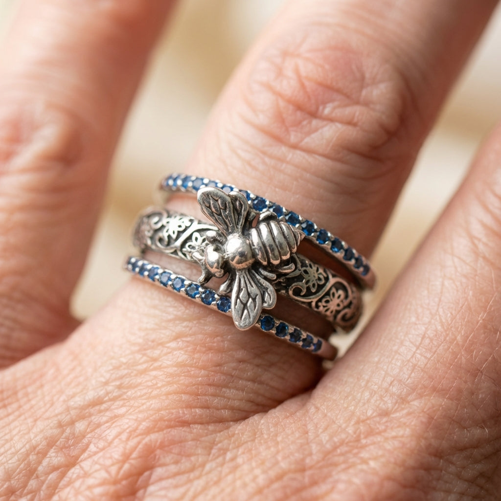 Vintage Bee Crystal Ring