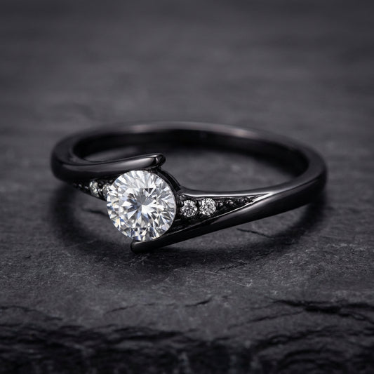 Vintage Black Gold Crystal Ring