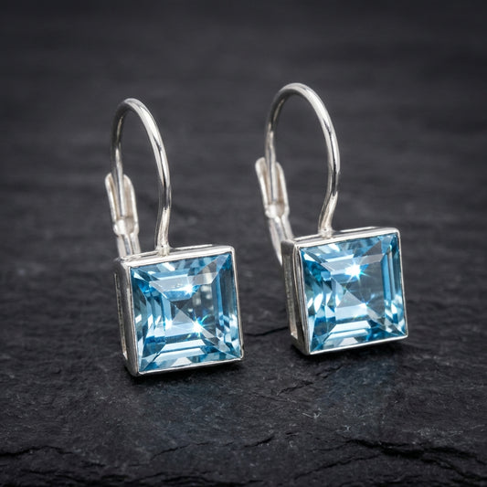 Vintage Blue Cubic Glass Earrings