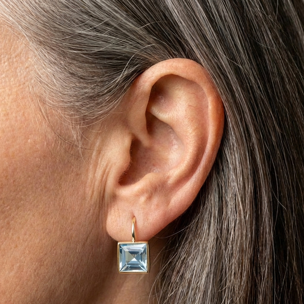 Vintage Blue Cubic Glass Earrings