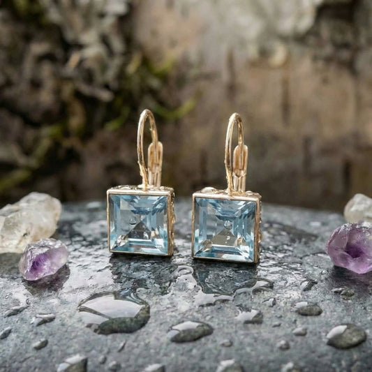 Vintage Blue Cubic Glass Earrings