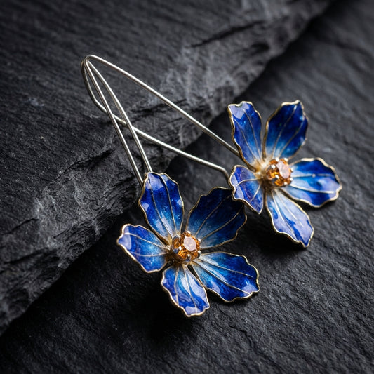Vintage Blue Flower Earrings 00331840