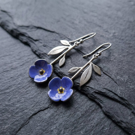 Vintage Blue Flower Earrings 37878180