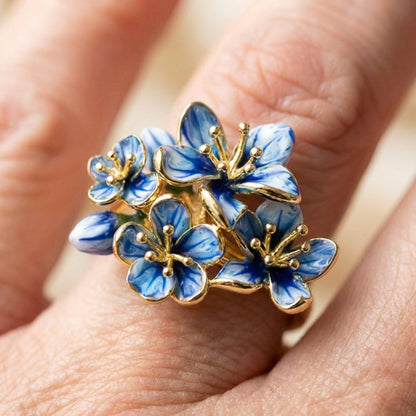Vintage Blue Flower Ring