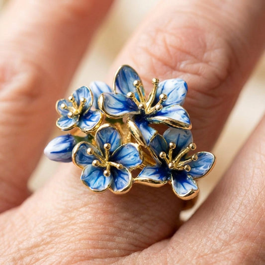Vintage Blue Flower Ring