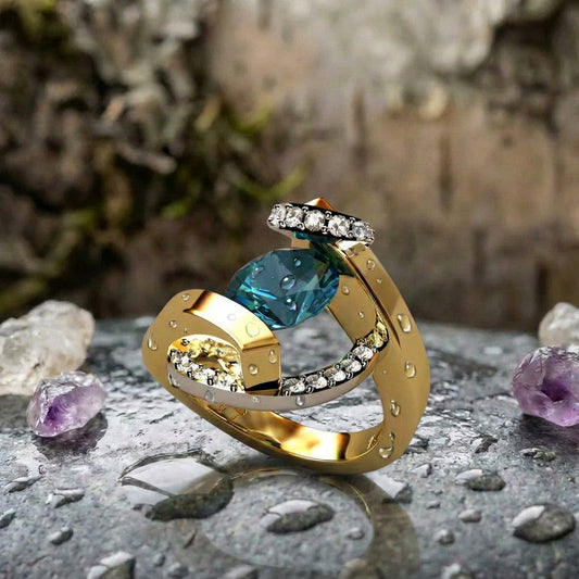 Vintage Blue Gold Ring