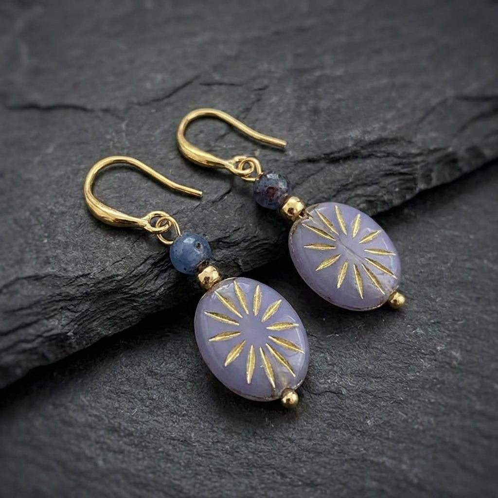 Vintage Blue Sunburst Earrings 07930045