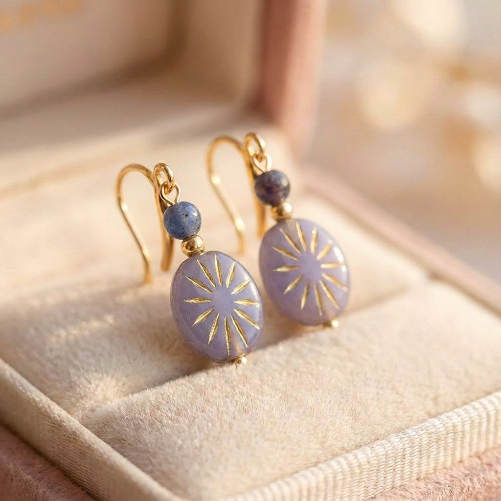 Vintage Blue Sunburst Earrings
