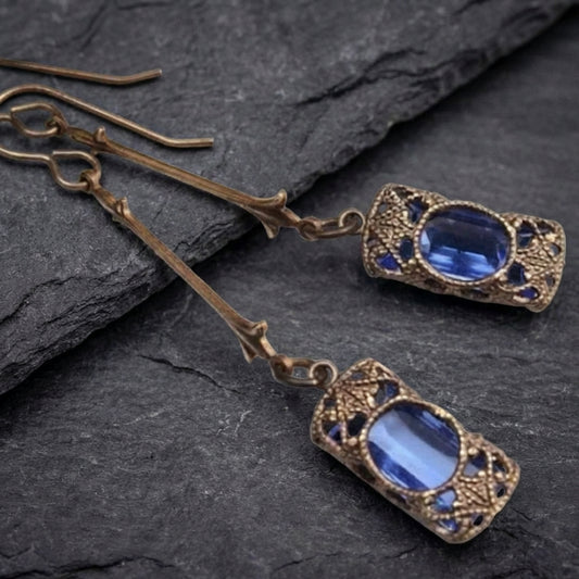 Vintage Blue Zircon Earrings 25979546