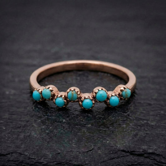 Vintage Boho Minimalist Turquoise Dot Accent Ring