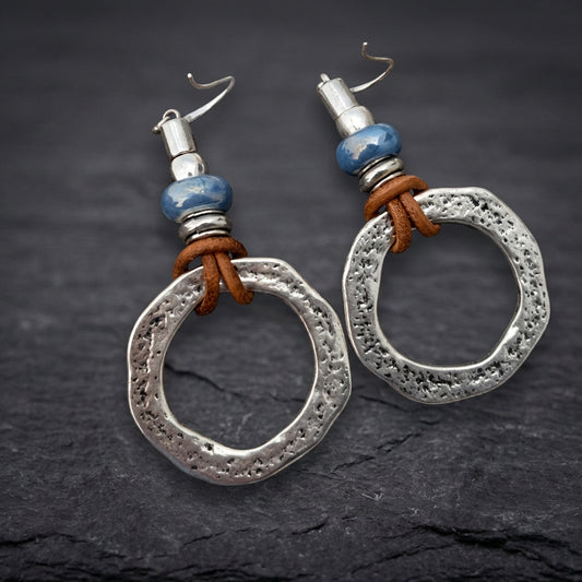 Vintage Boho Silver Circle Earrings