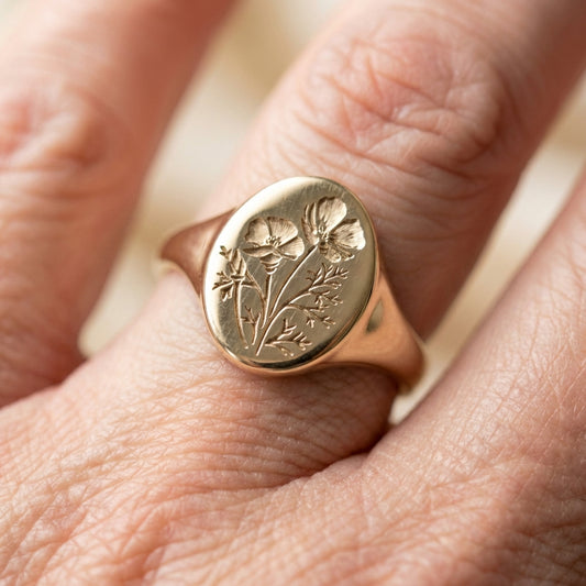 Vintage Botanical Signet Ring