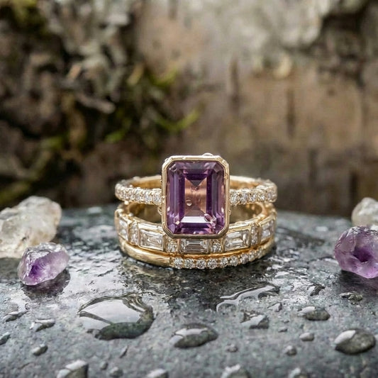 Vintage Bright Glass Ring Set