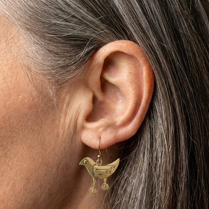 Vintage Bronze Bird Earrings