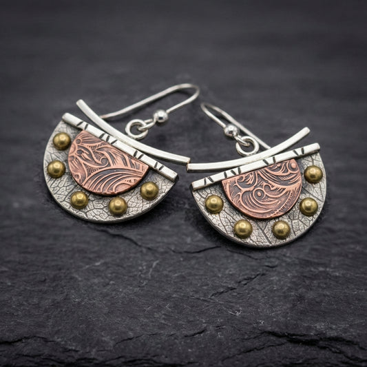 Vintage Bronze Semicircle Earrings 18577782