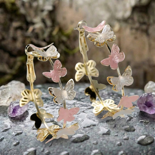 Vintage Butterflies Hoop Earrings