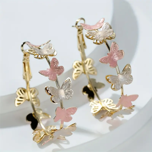 Vintage Butterflies Hoop Earrings (2)